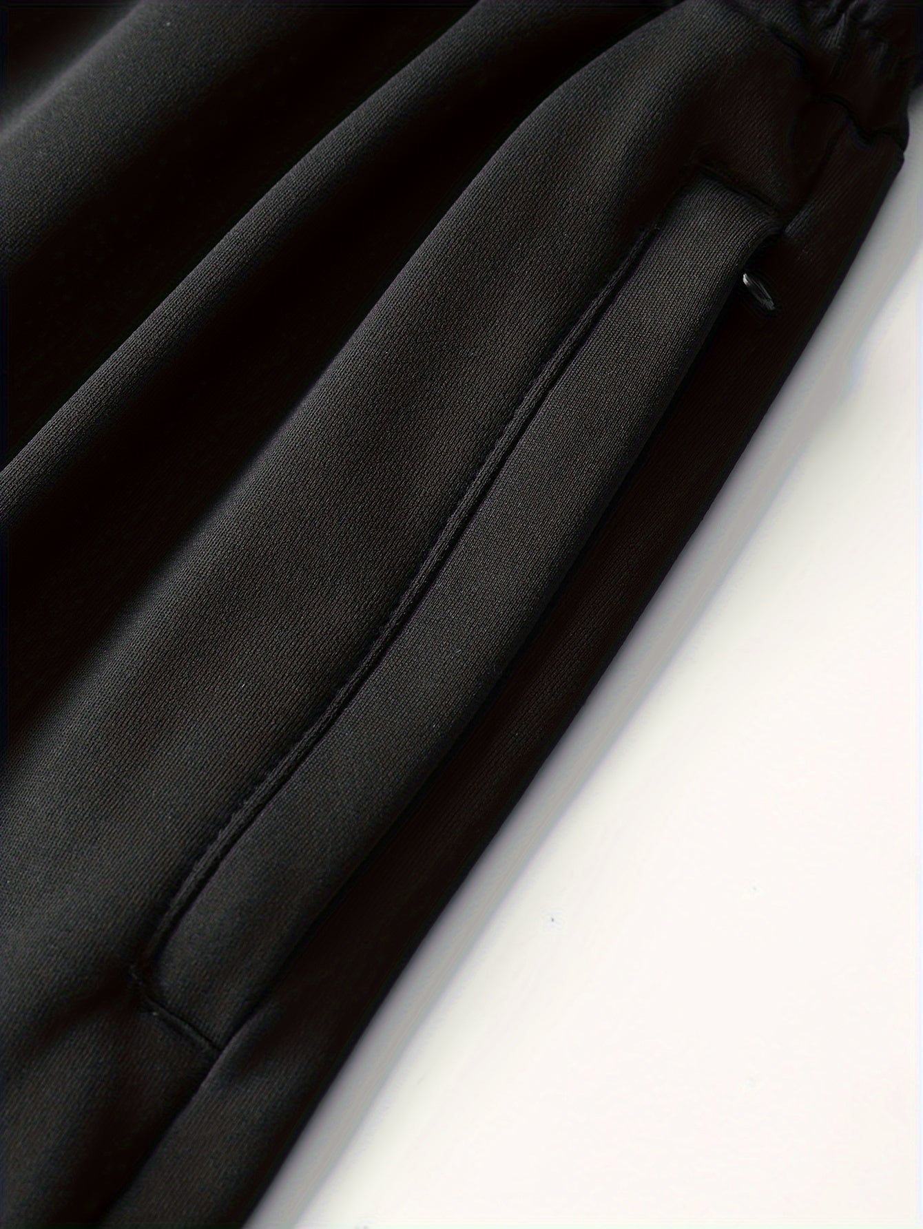 Men's Black Striped Athletic Hoodie and Jogger Set Polyester Spring Fall Sportswear