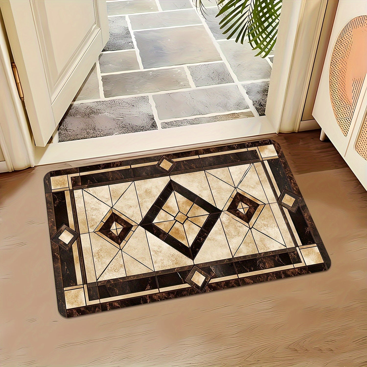 Geometric Pattern Entrance Door Mat Non-Slip Water-Absorbent Dust-Proof