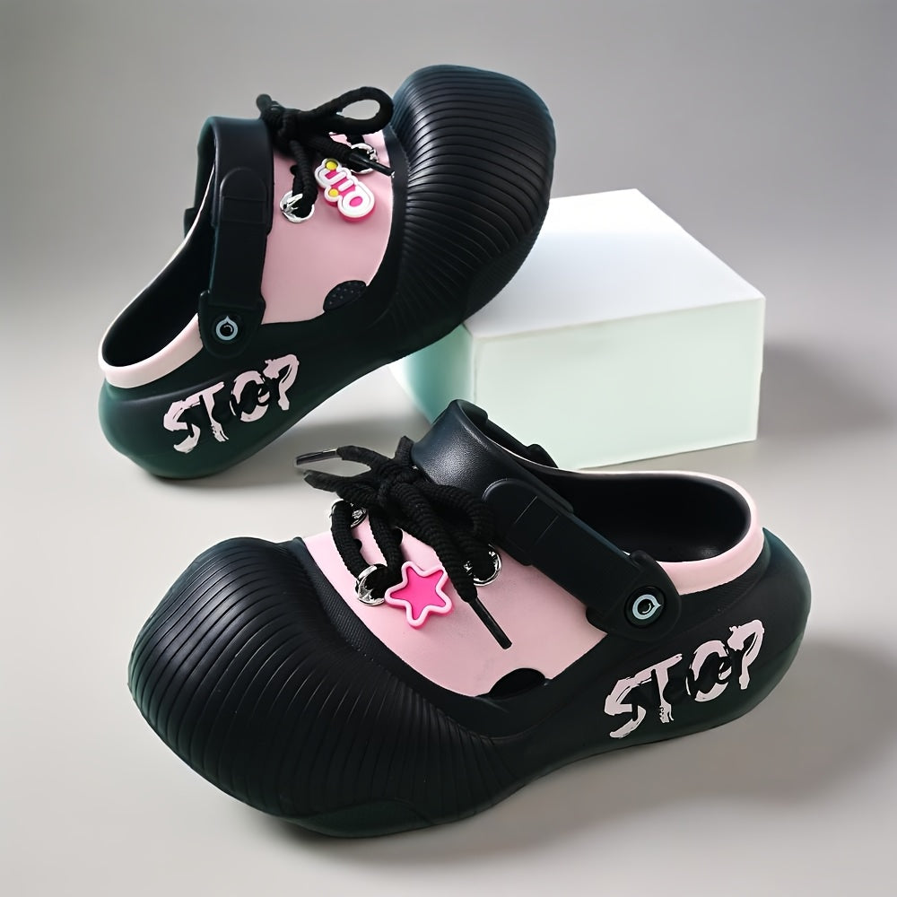 Women's EVA Summer Shoes with Thick Sole, Star Decor, Casual Beach Footwear