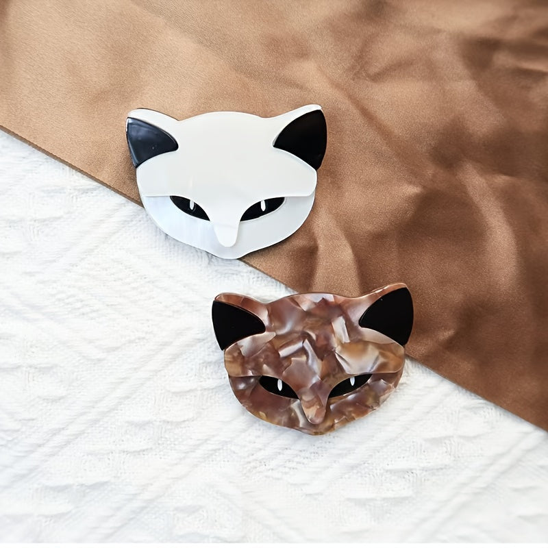 Ayollar uchun rang-barang akril mushuk brosh, hayvon shaklidagi zargarlik buyumlari aksessuari