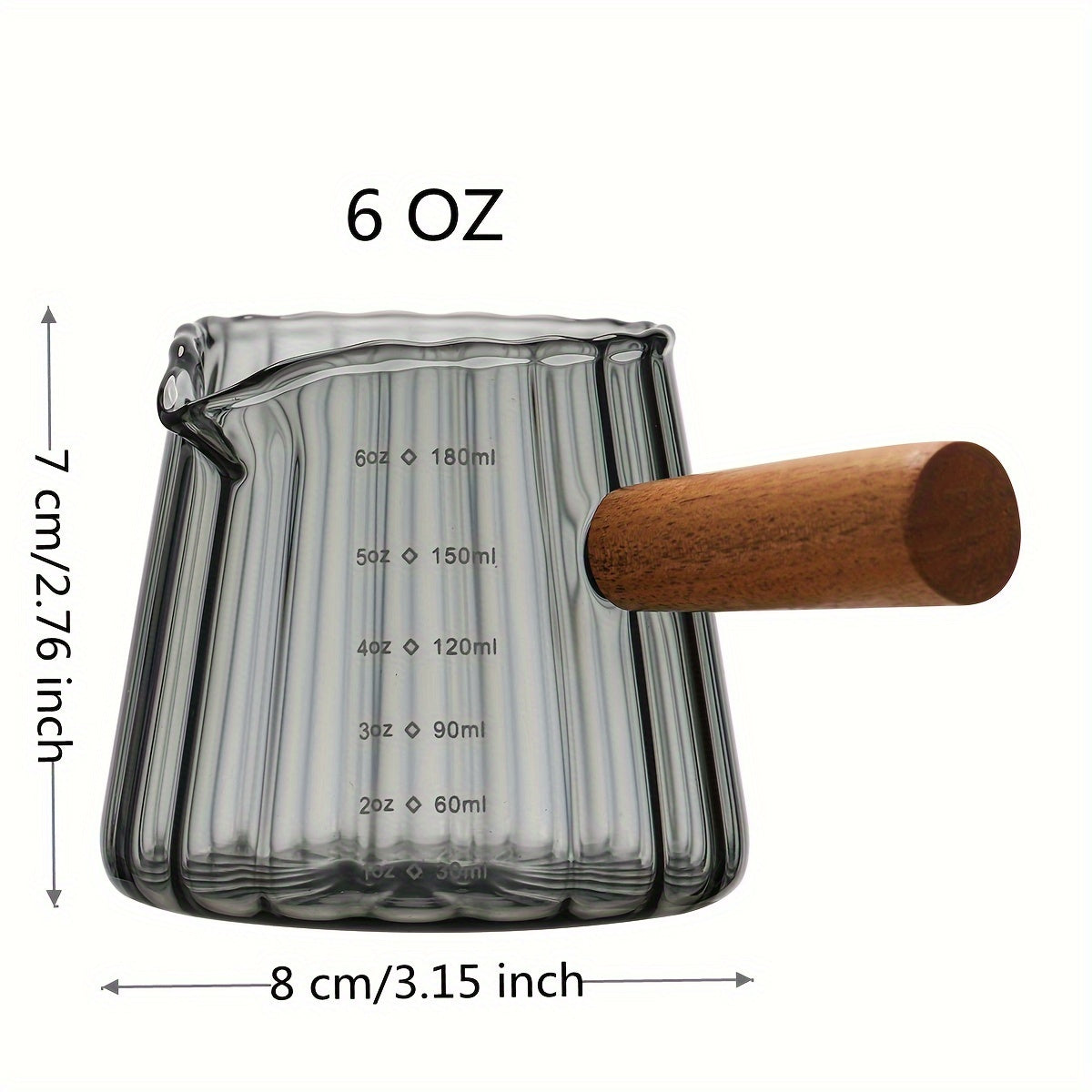 6oz Glass Coffee Cup with Wooden Handle Insulated Reusable for Coffee Tea
