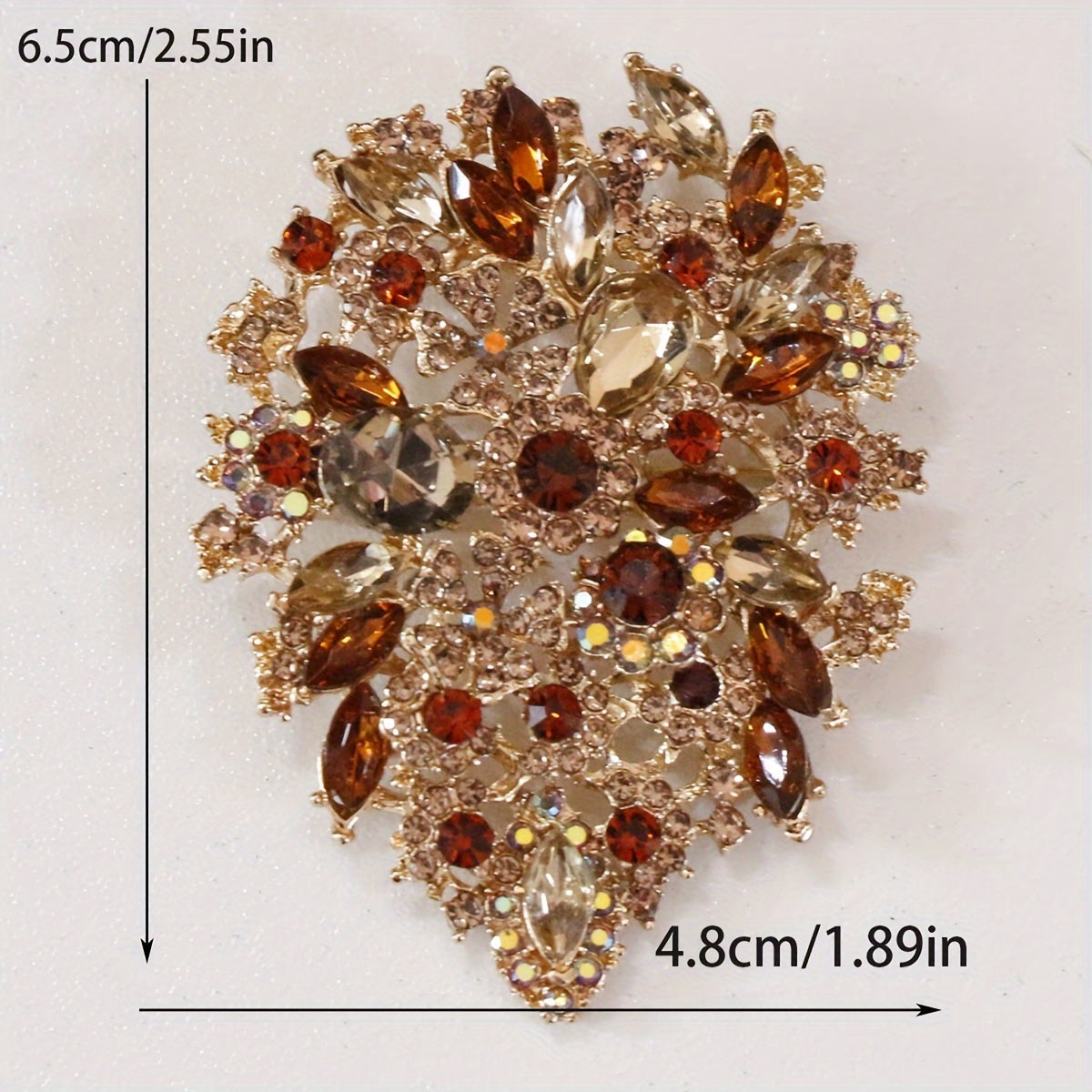 Retro Crystal Glass Brooch for Men Large Multicolor Rhinestones Luxury Elegant