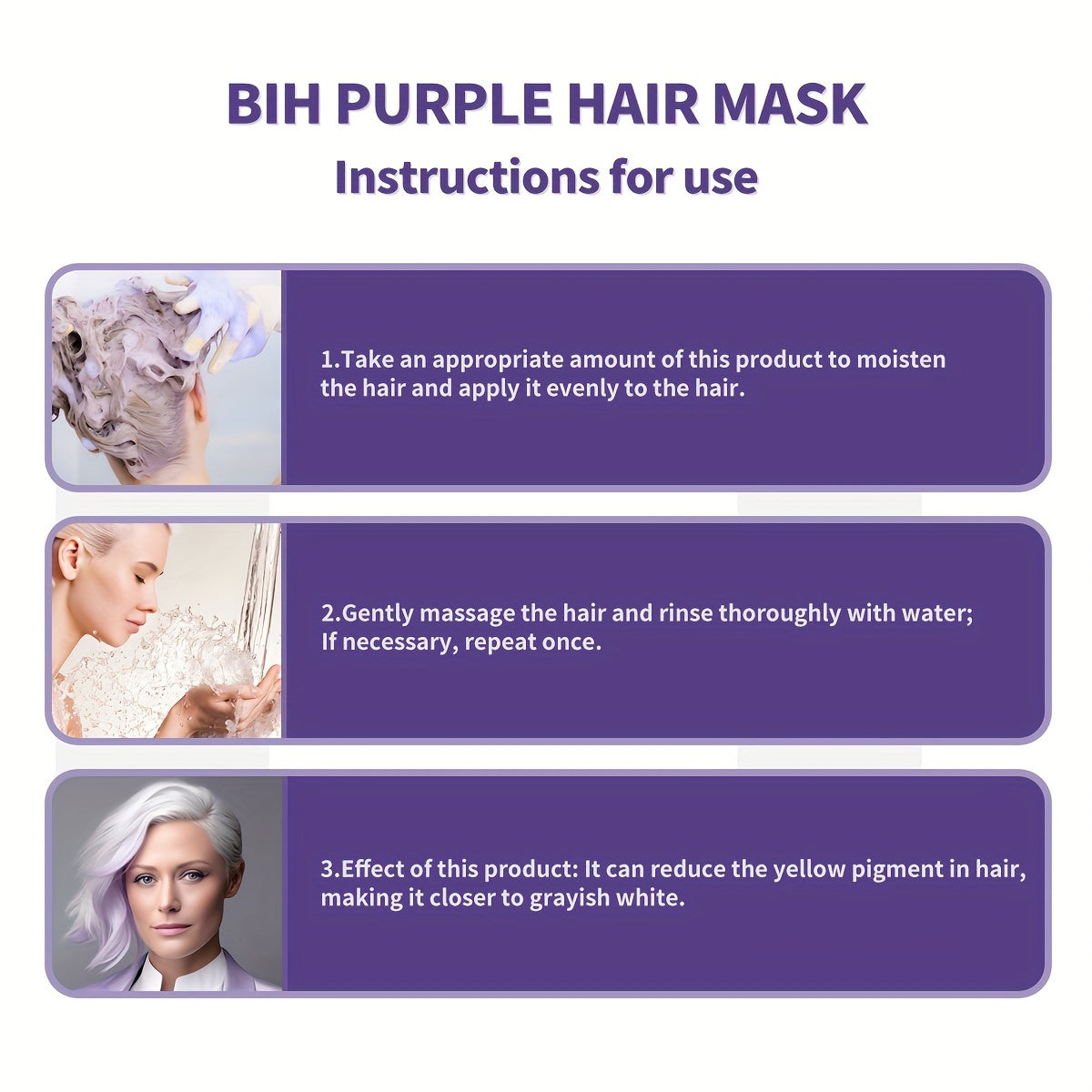 Purple Hair Mask for Blonde and Platinum Hair Neutralizes Yellow Tones Brightening Cream