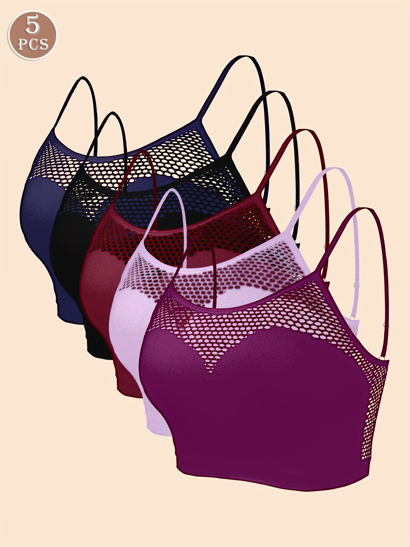 Women’s 5-Pack Seamless Knit Lace Bras Breathable No Padding or Wires