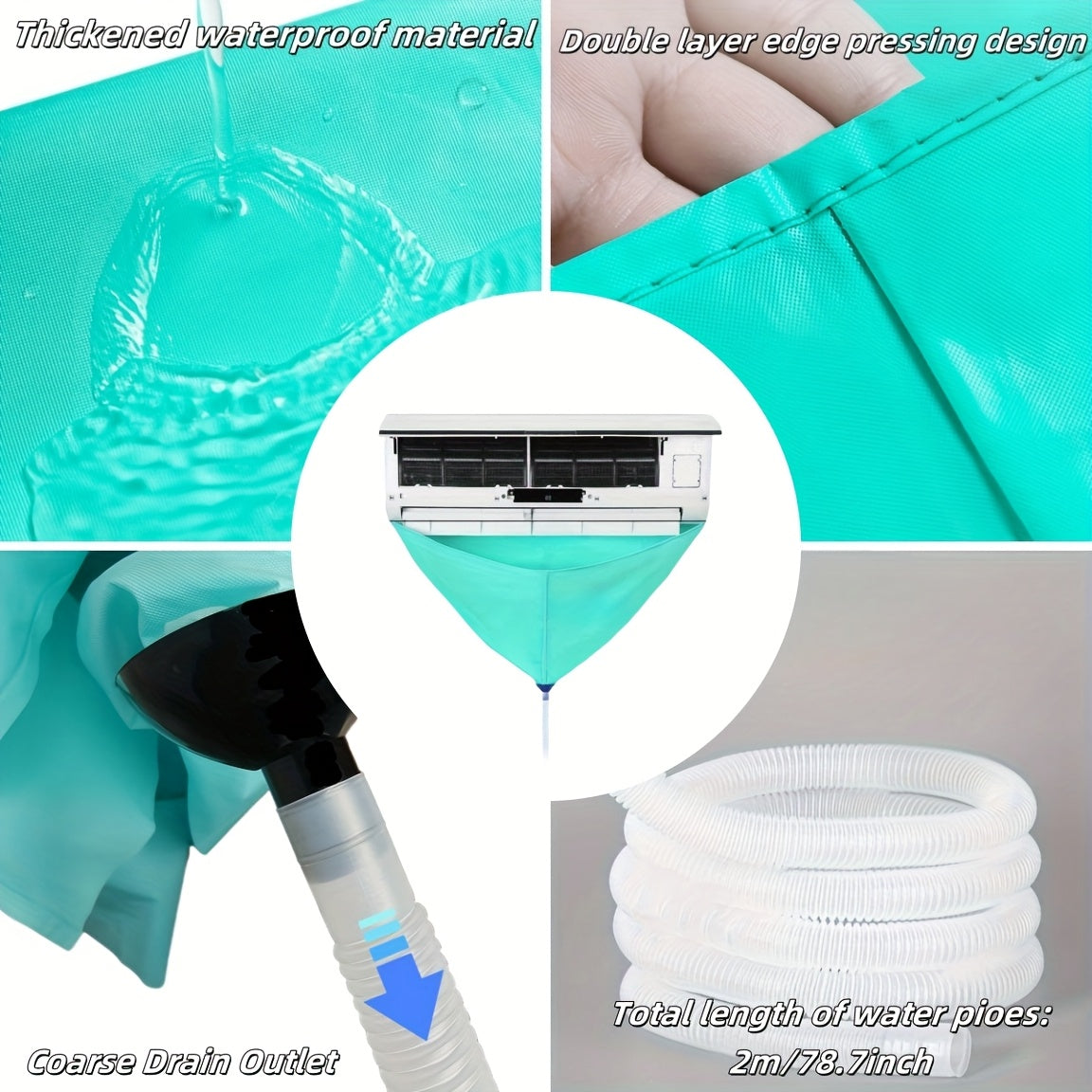 Air Conditioner Cleaning Kit 3pcs Dust Cover Water Bag Universal Tools for Wall-Mounted AC