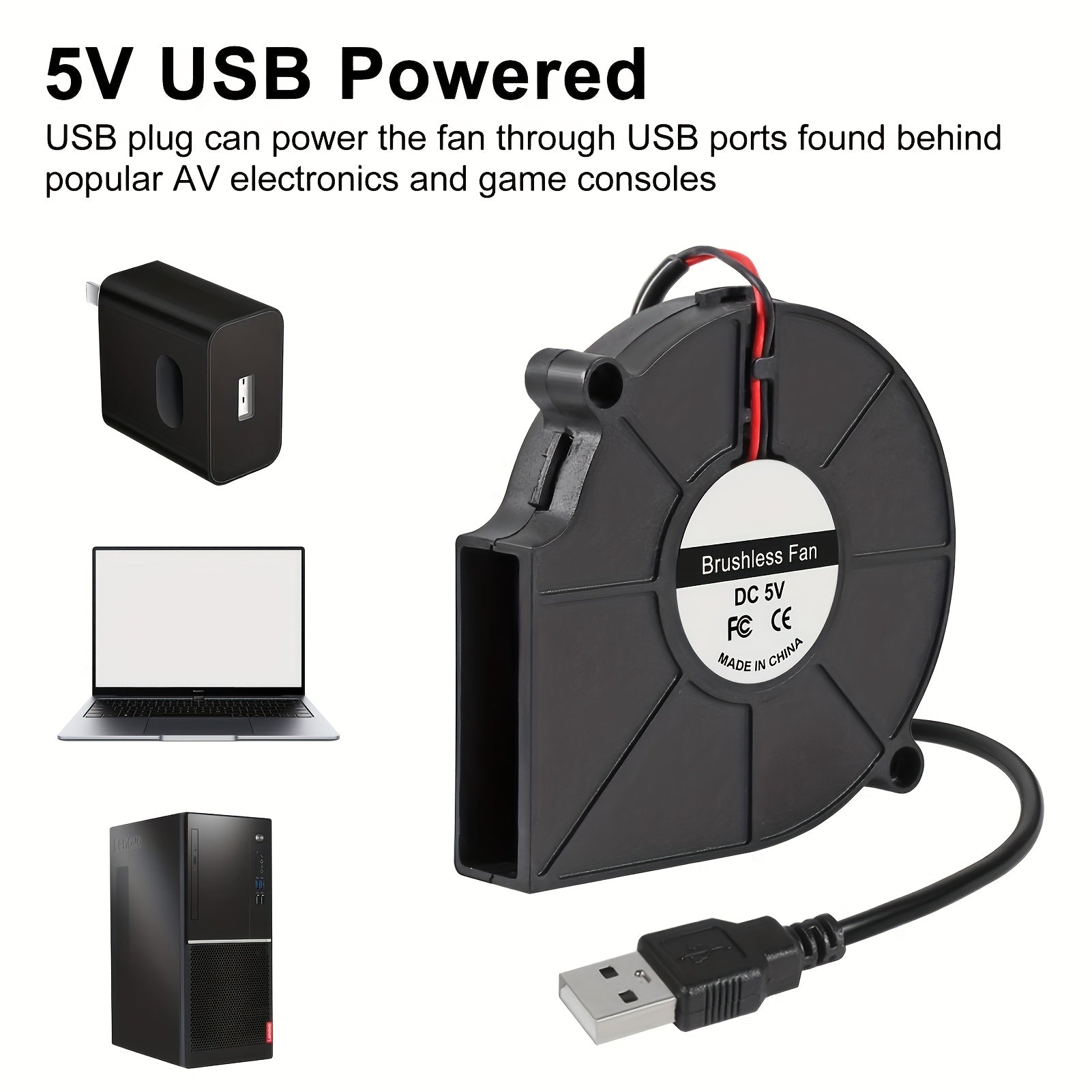 75мм USB Вентилятор охлаждения 75x75x15мм 5В Бесщеточный воздуходувка для охлаждения электроники