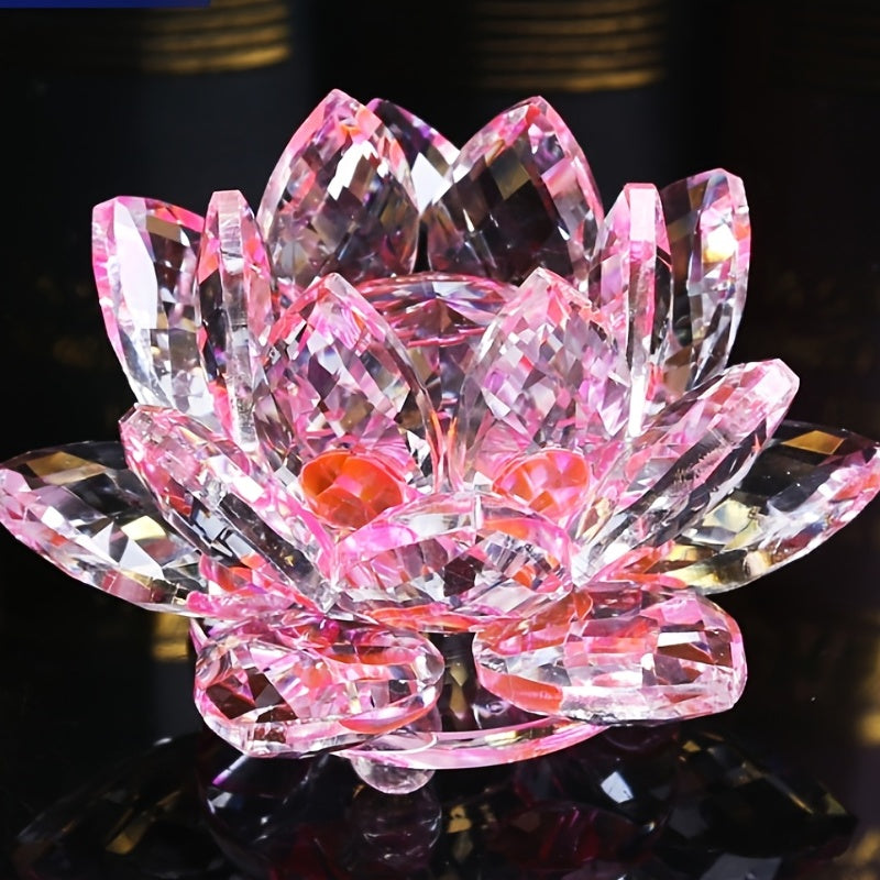 Crystal Lotus Ornament for Home and Desk Decor Handmade Decorative Sculpture
