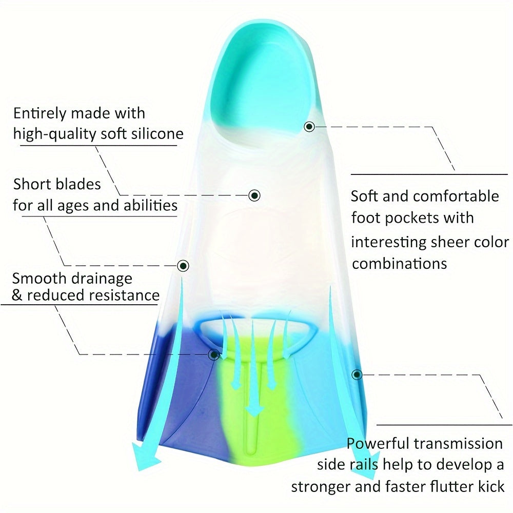 Kids Silicone Swim Fins for Beginners Full Foot Mixed Color