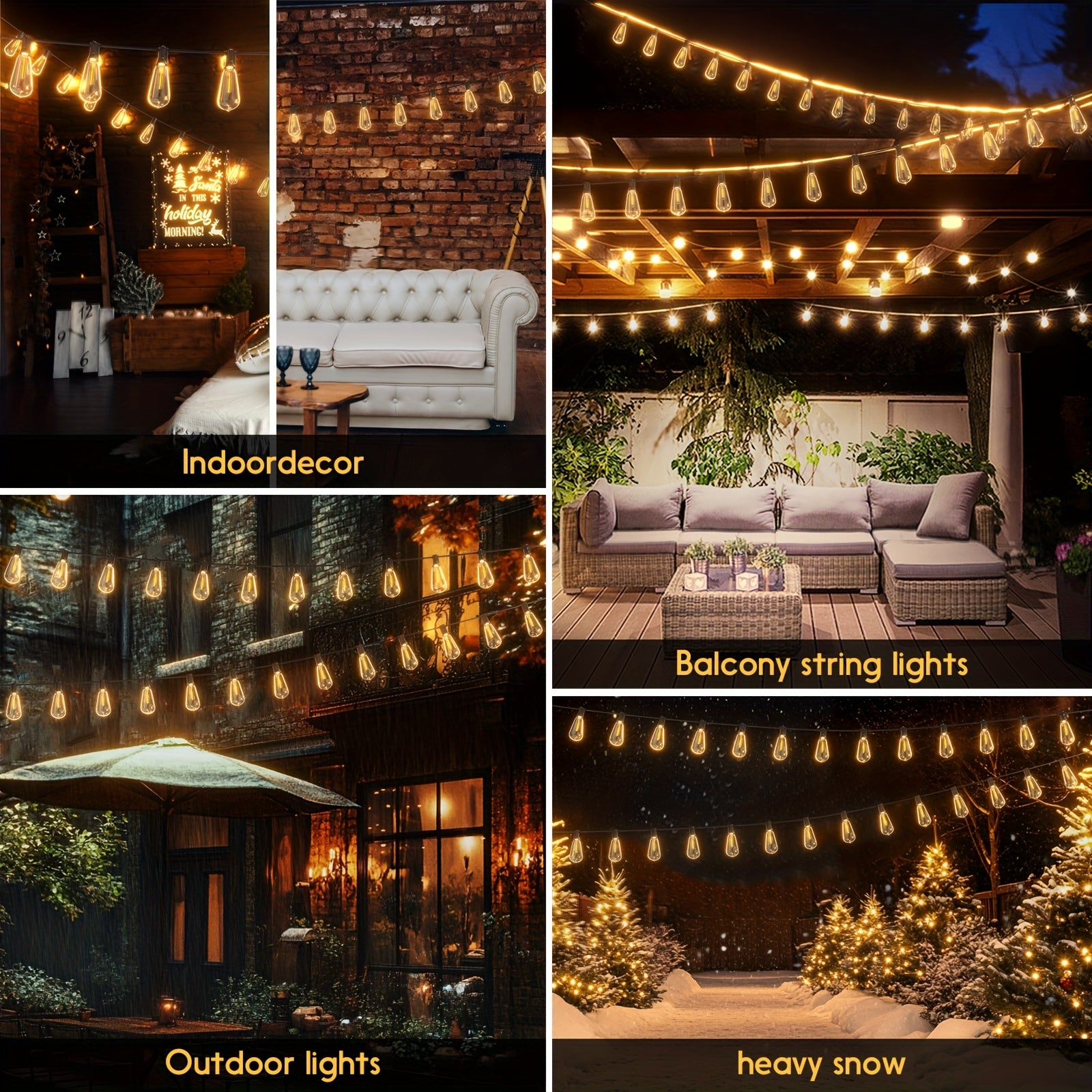 30.48m Solar Powered LED String Lights G40 Bulbs Waterproof Dimmable Outdoor Decoration