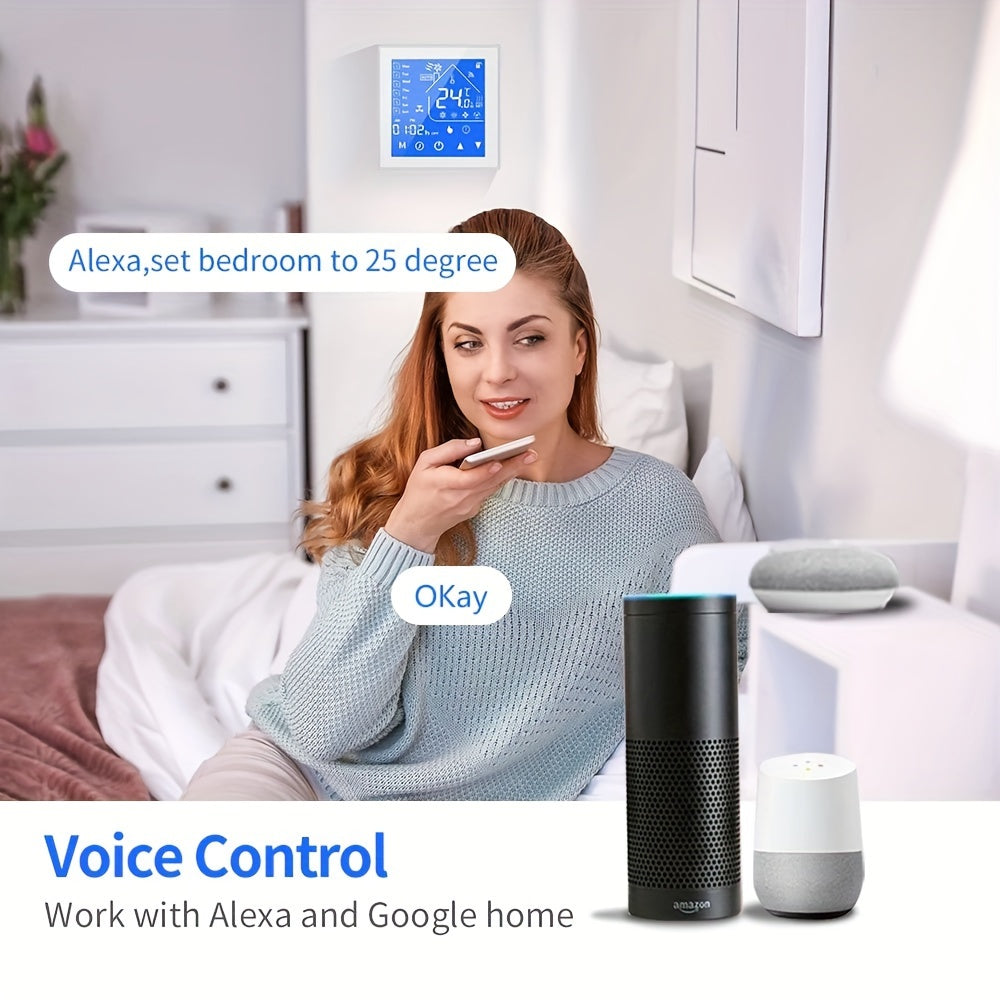 16A WiFi Smart Thermostat for Electric Floor Heating Voice Control Compatible with Google Home and Alexa