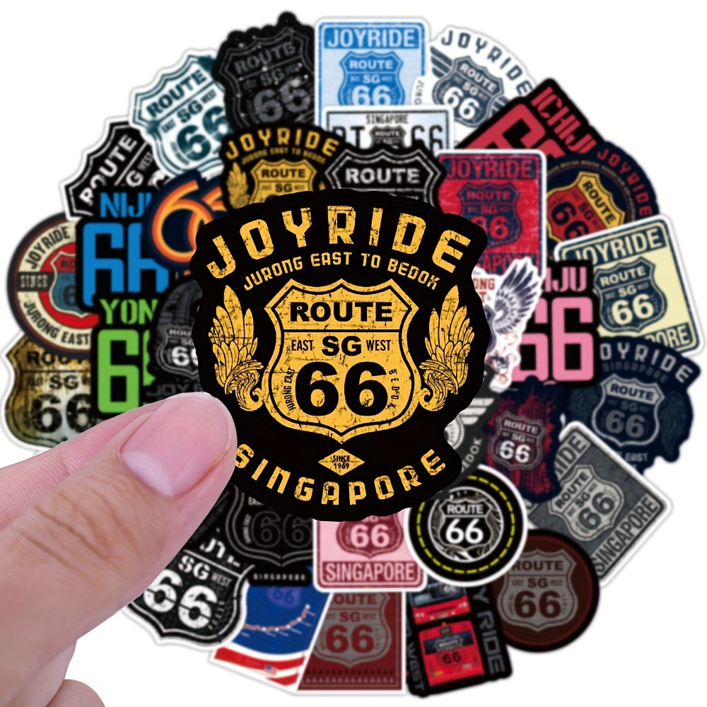 50 Piezas de pegatinas y calcomanías retro impermeables de la Ruta 66 de EE. UU. para coches y portátiles