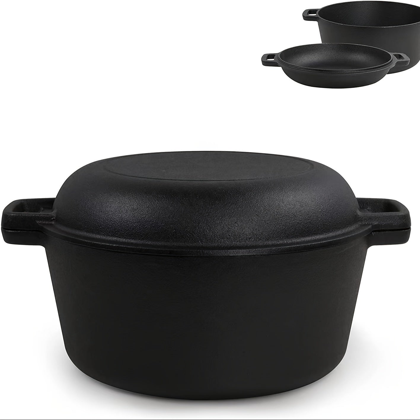 Cast Iron Cookware Set with Frying Pan Stew Pot and Bag Pot for Outdoor and Kitchen Use