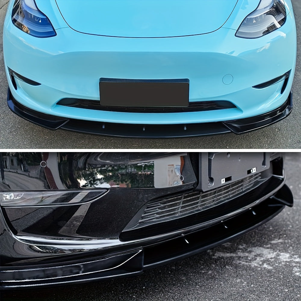 Front Bumper Lip Splitter Kit Black Carbon Fiber Style for Model Y
