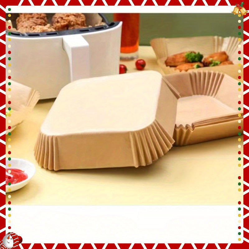 Kvadrat havo fritüri uchun qog'ozlar, 100 ta paket, oziq-ovqat uchun, issiqlikka, yog'ga chidamli, pishirish, qovurish, mikroto'lqinli pech uchun