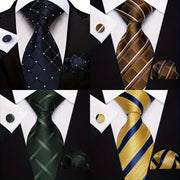 Men's Classic Striped Necktie Set with Cufflinks for Business Parties