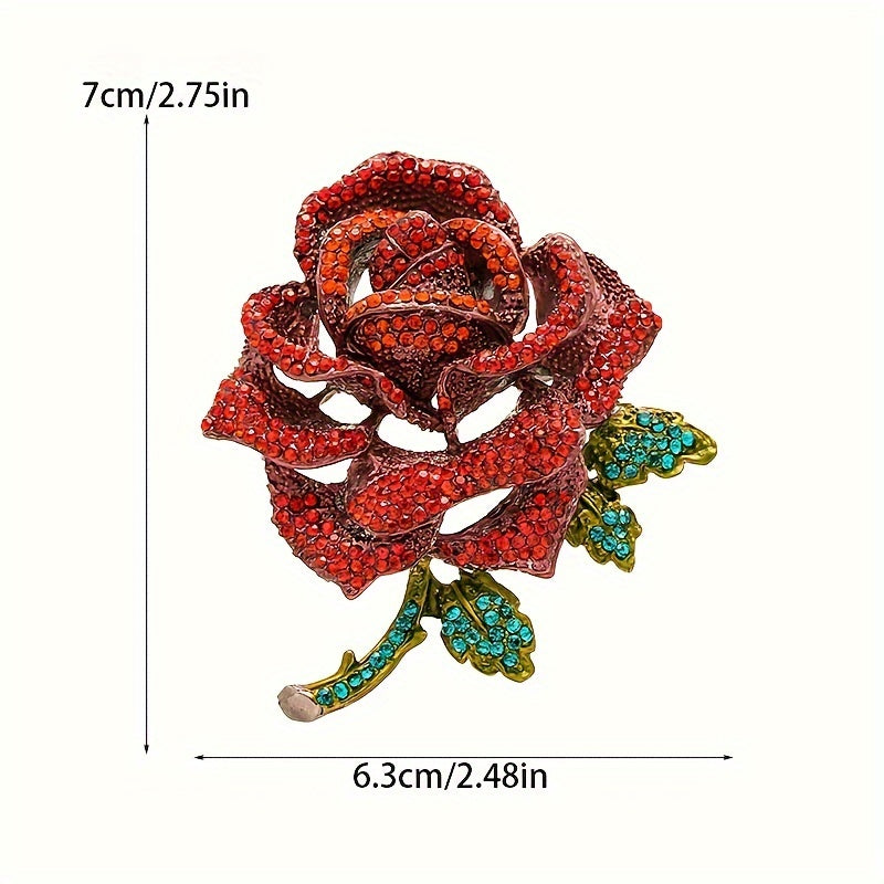 Vintage gullar brosh, rhinestone bilan bezatilgan hashamatli atirgul dizayni, to'ylar va har kuni kiyish uchun mukammal zamonaviy zargarlik aksessuari