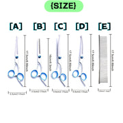 6-Piece Stainless Steel Pet Grooming Scissors Set for Dogs and Cats