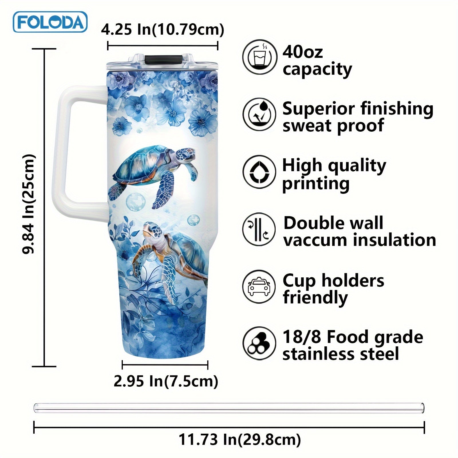 Stainless Steel Travel Mug with Sea Turtle Design for Women