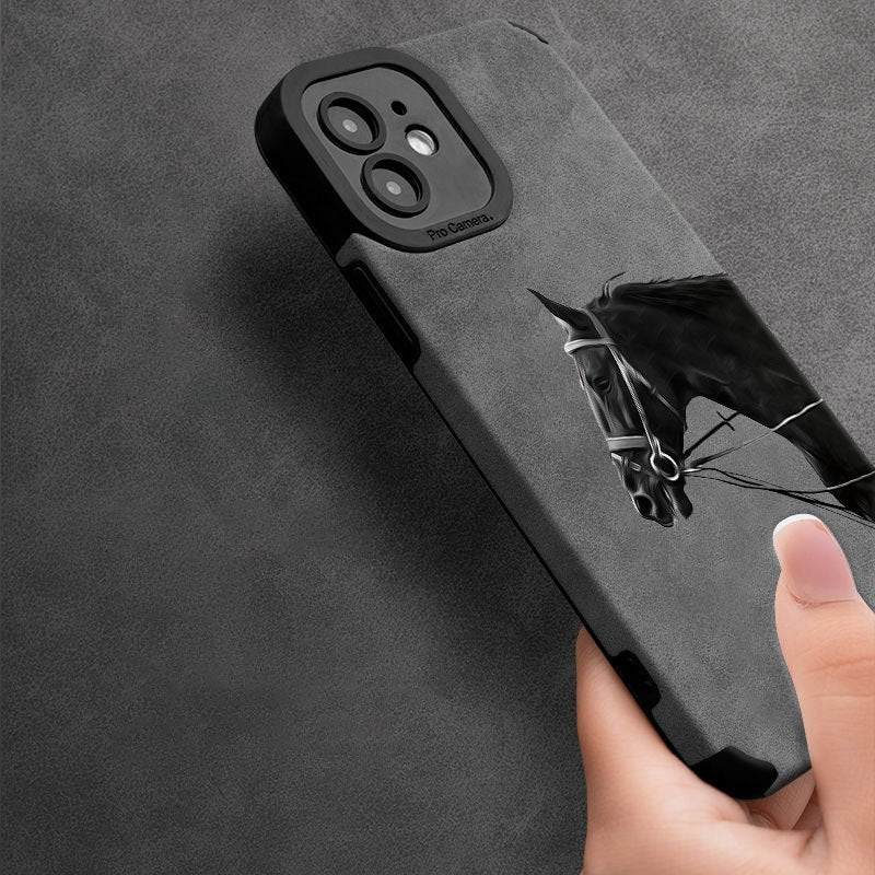 Stylish War Horse TPU Phone Case for iPhone 7 to 13 Pro Max with Lens Protection