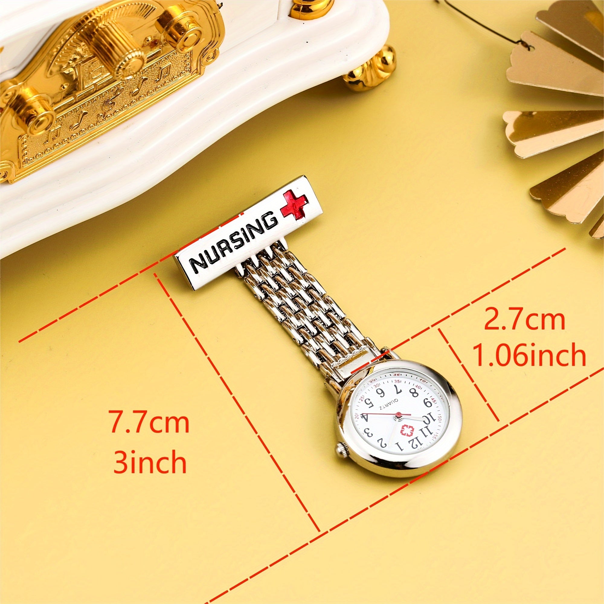 Nurse Quartz Watch Brooch Pin for Medical Professionals Fob or Pocket Watch