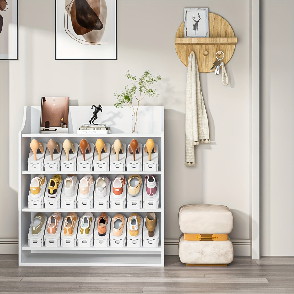 Adjustable Double-Deck Shoe Rack for Entryway and Bedroom Holds 22 Pairs