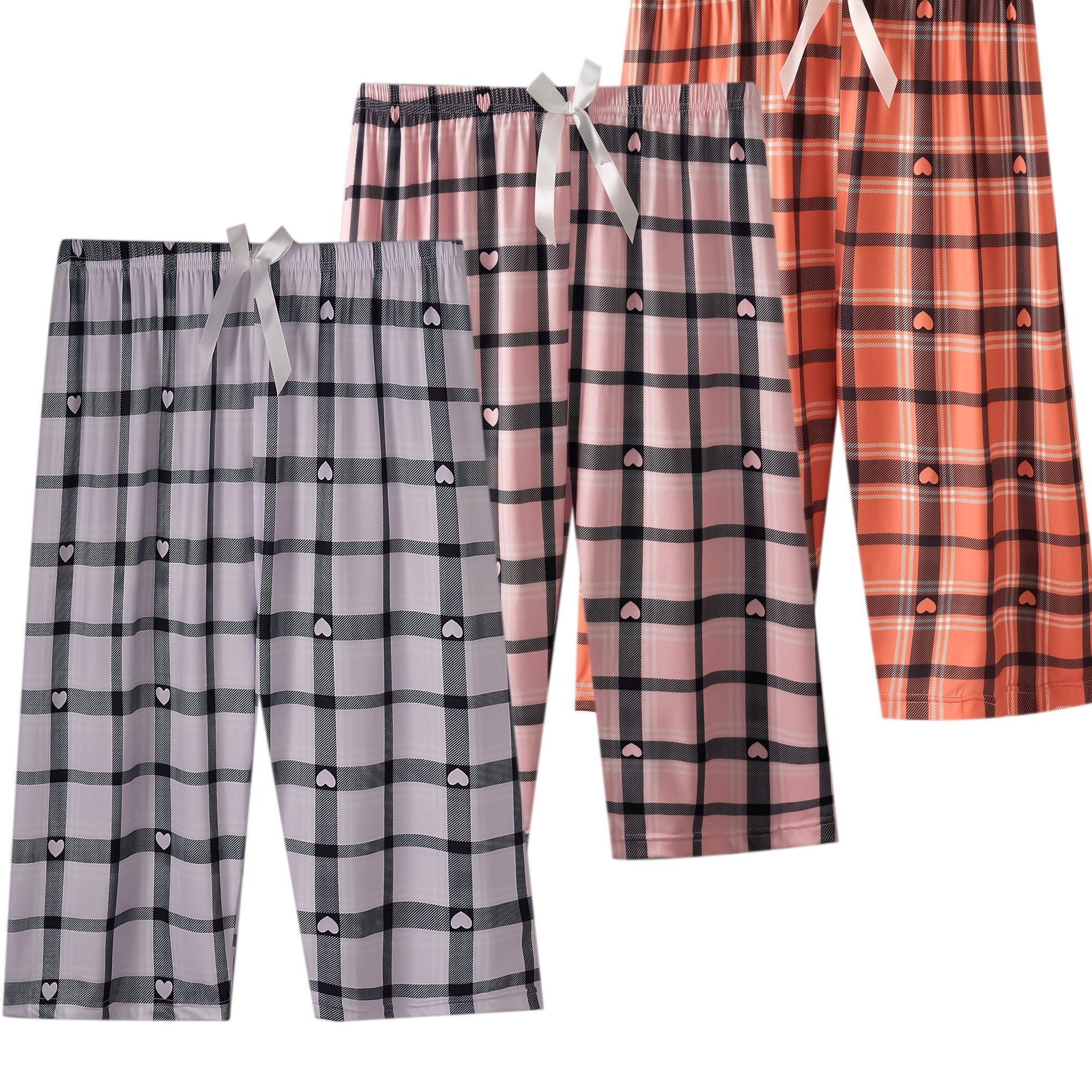 3 dona Ayollar uchun Katta O'lchamdagi Boho Kelebek Printli Capri Shimlari, Tasodifiy Uxlash Kiyimlari uchun, Kamon Bezakli Elastik Bel