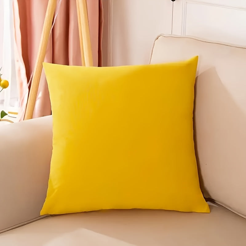 Yellow Contemporary Sofa Pillow Cover with Zipper Closure, Machine Washable