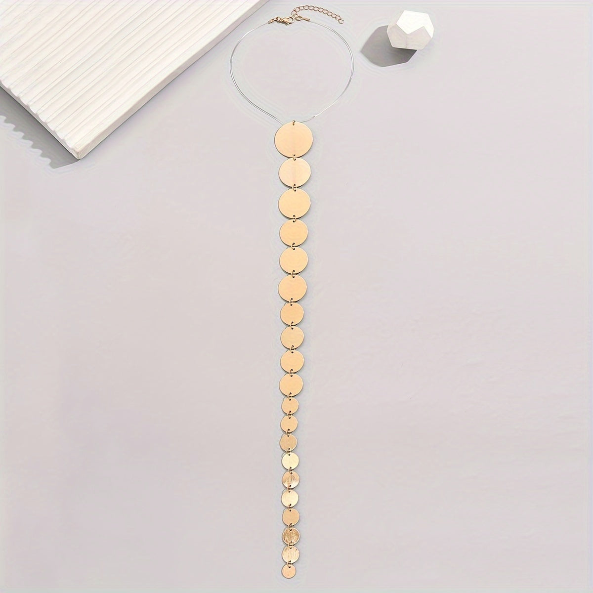 Geometric Circle Pendant Necklace Gold-Tone Iron Stylish Jewelry for Women