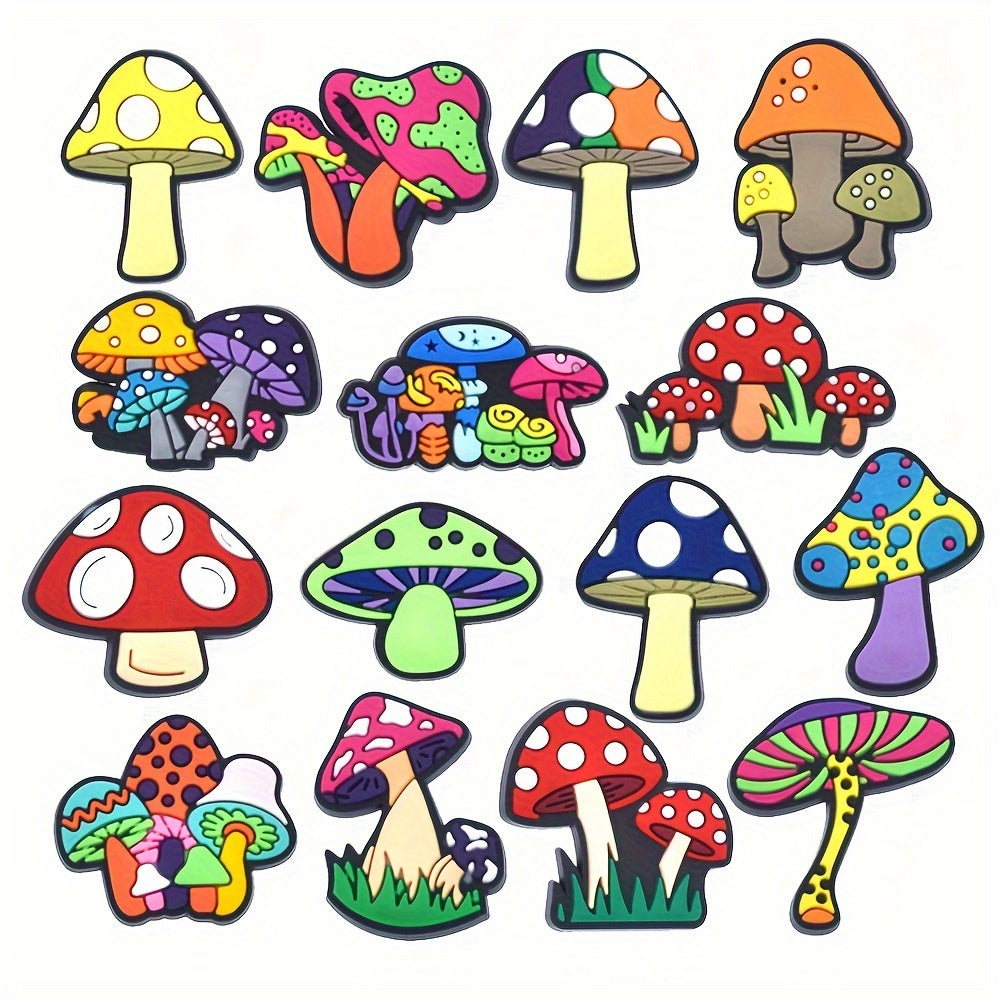 15Pcs Mushroom Plant Shoe Charms for Sandals Decoration Plastic Accessories