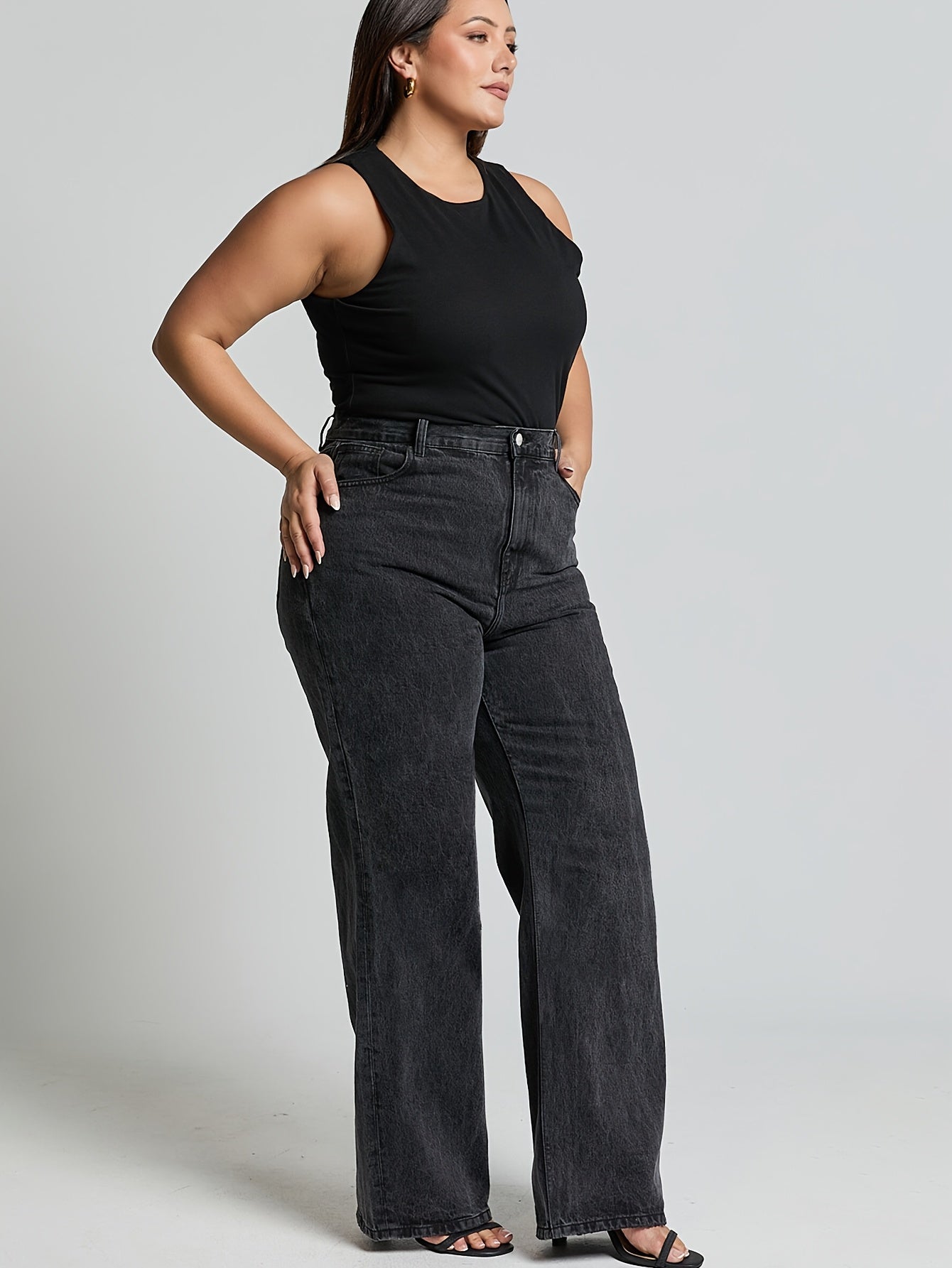 Women's Plus Size Non-Stretch Jeans - Structured Leg Pants with H-Line Fit
