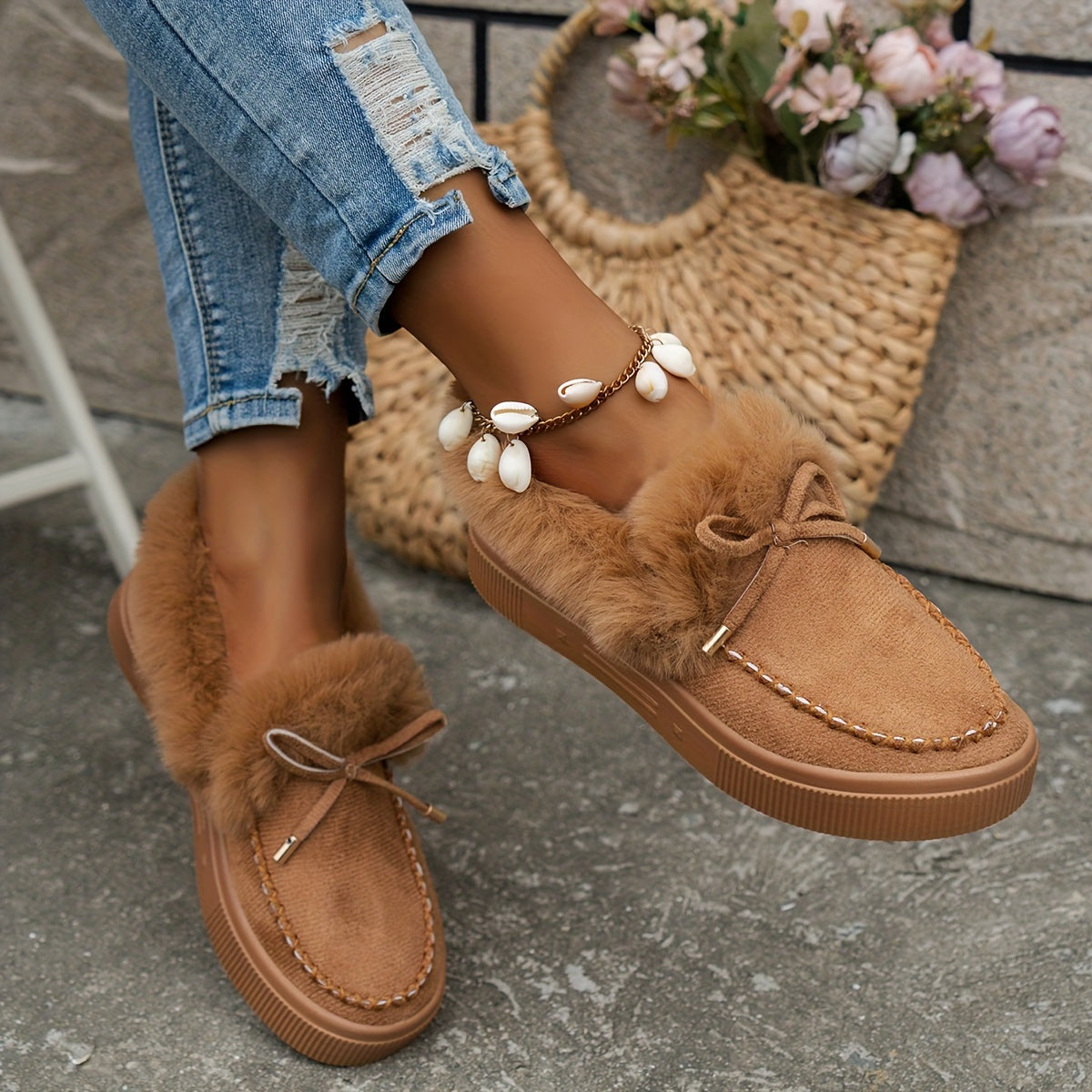 Women's Warm Comfy Slip-On Winter Snow Shoes Thermal Insulated