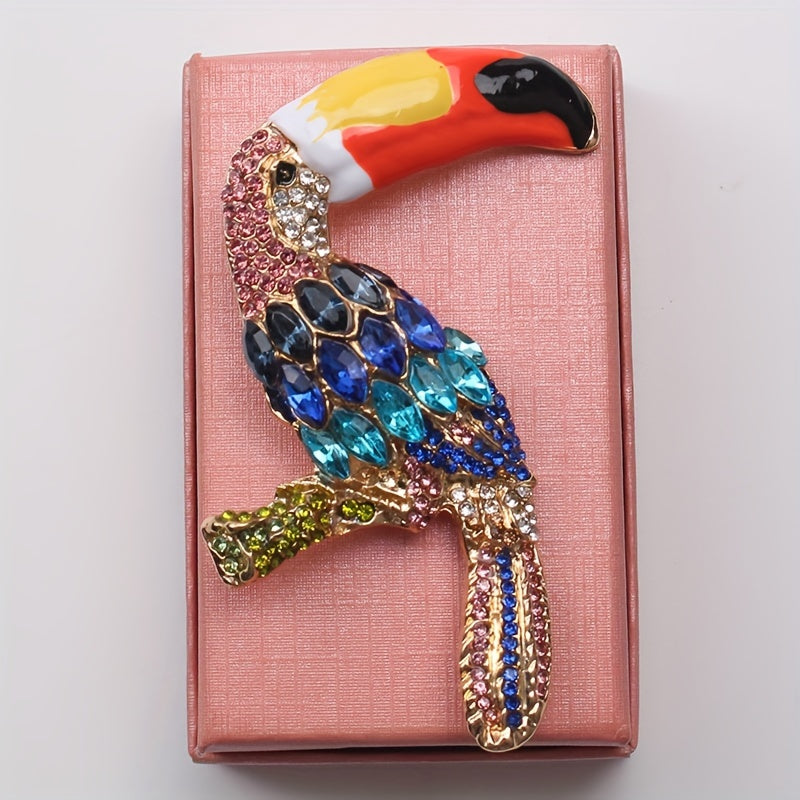 Retro Rhinestone Parrot Brooch Animal-Inspired Jewelry Accessory for Women and Men