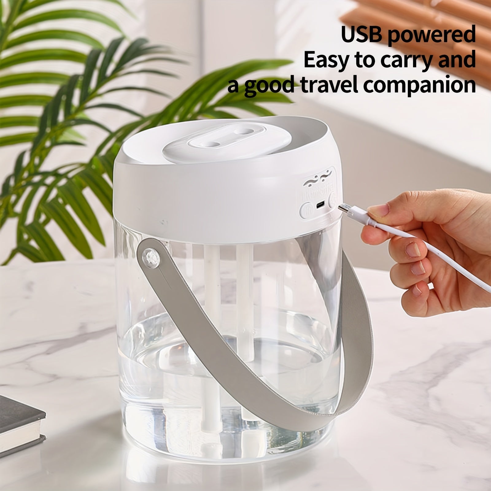 Dual Mist Humidifier 2L with Night Light, Auto Shut-Off, USB Powered