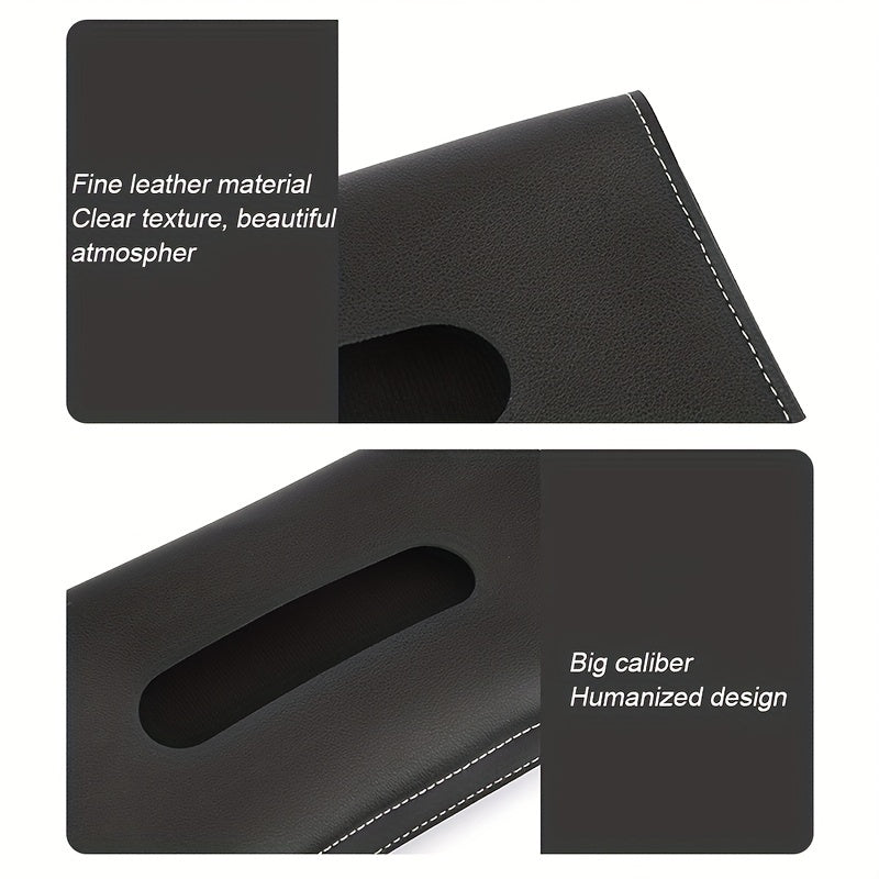 Car Interior PU Leather Tissue Box Holder Dark Blue Pink Black