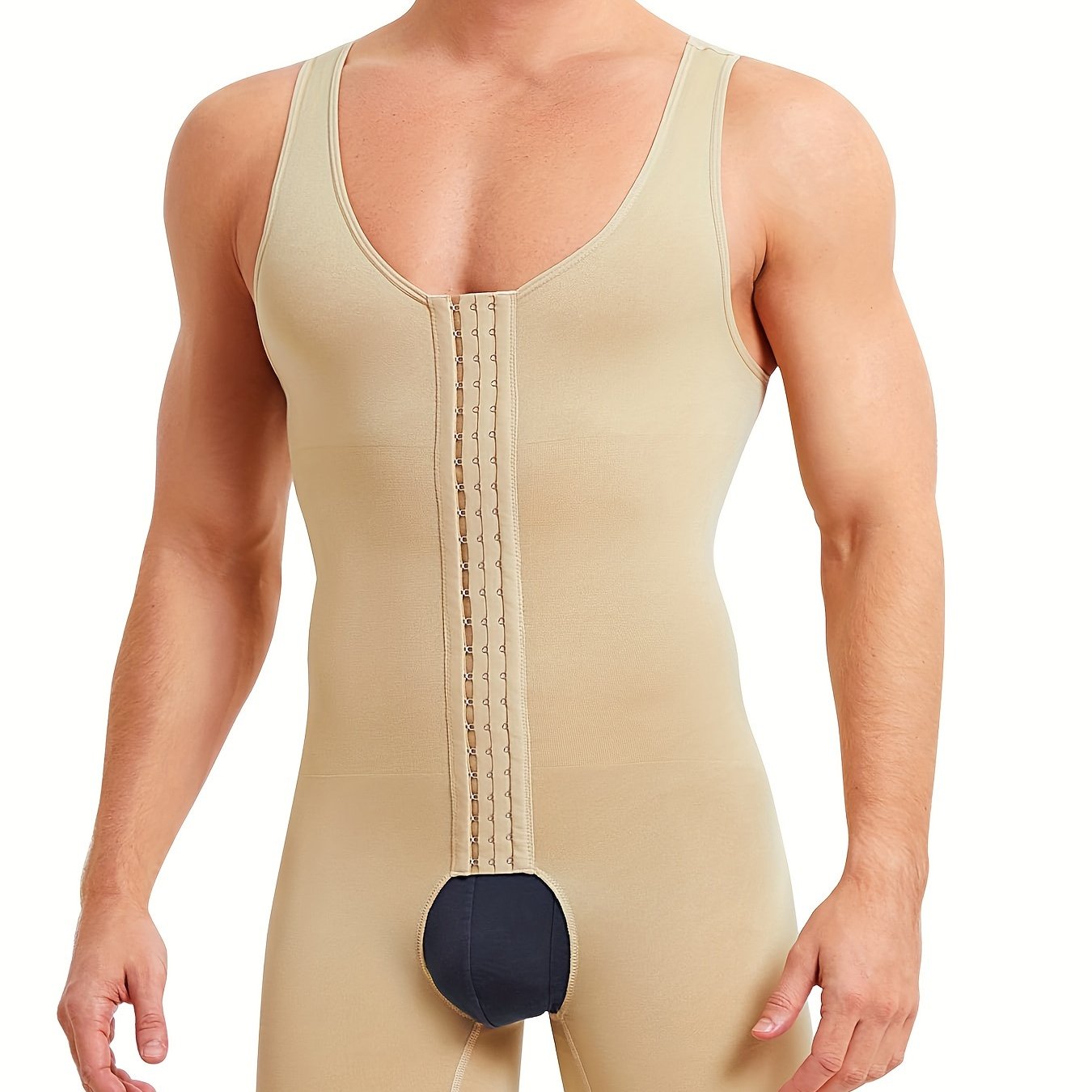 Men's Slimming Athletic Bodysuit with Tummy Control and Shoulder-Baring Design in Royal Blue High-Elastic Nylon Spandex for Fitness Recovery All-Season