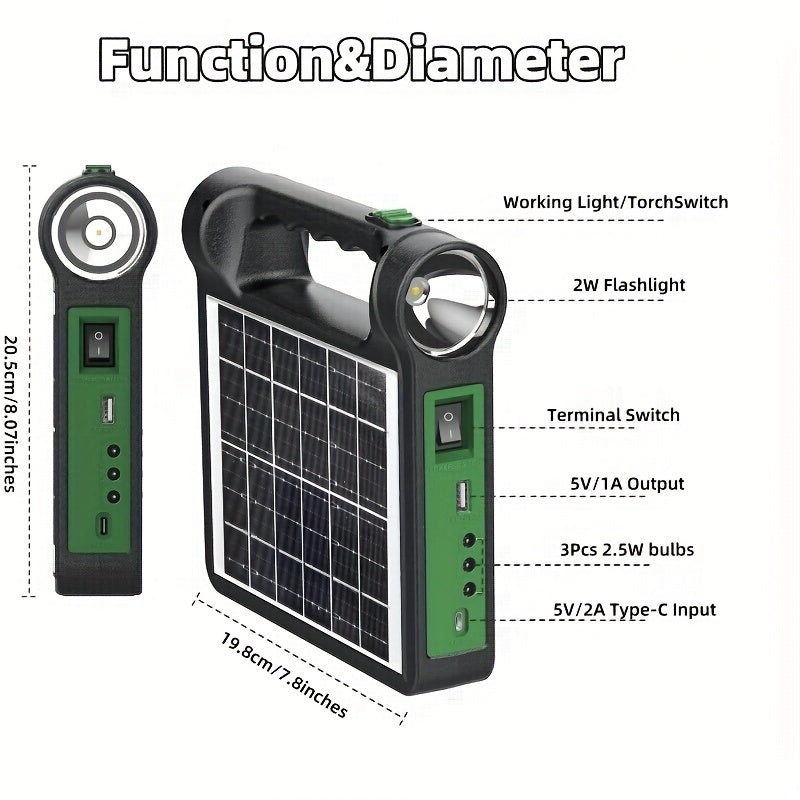 Portable Solar Generator Kit with LED Lights USB Charger and Solar Panel for Camping and Home Use