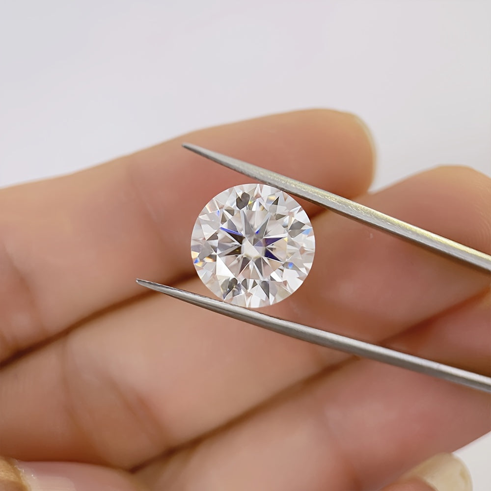 Sertifikatli, testerli, zargarlik yasash uchun ideal, mukammal D VVS1 dumaloq kesimli sintetik moissanit bo'sh tosh