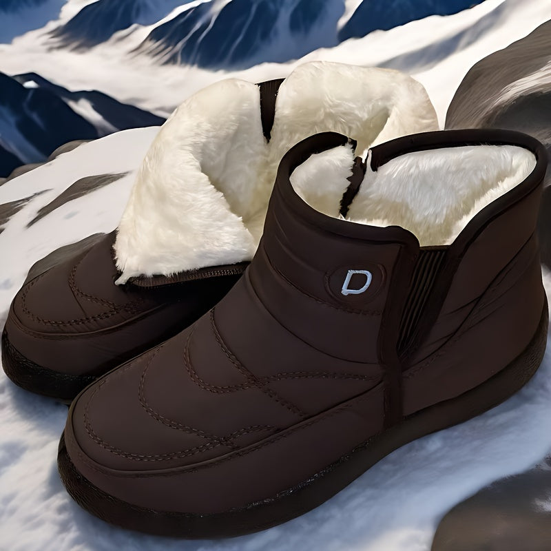 Plus Size Fleece-Lined Winter Boots Thick Plush Warm Outdoor Shoes