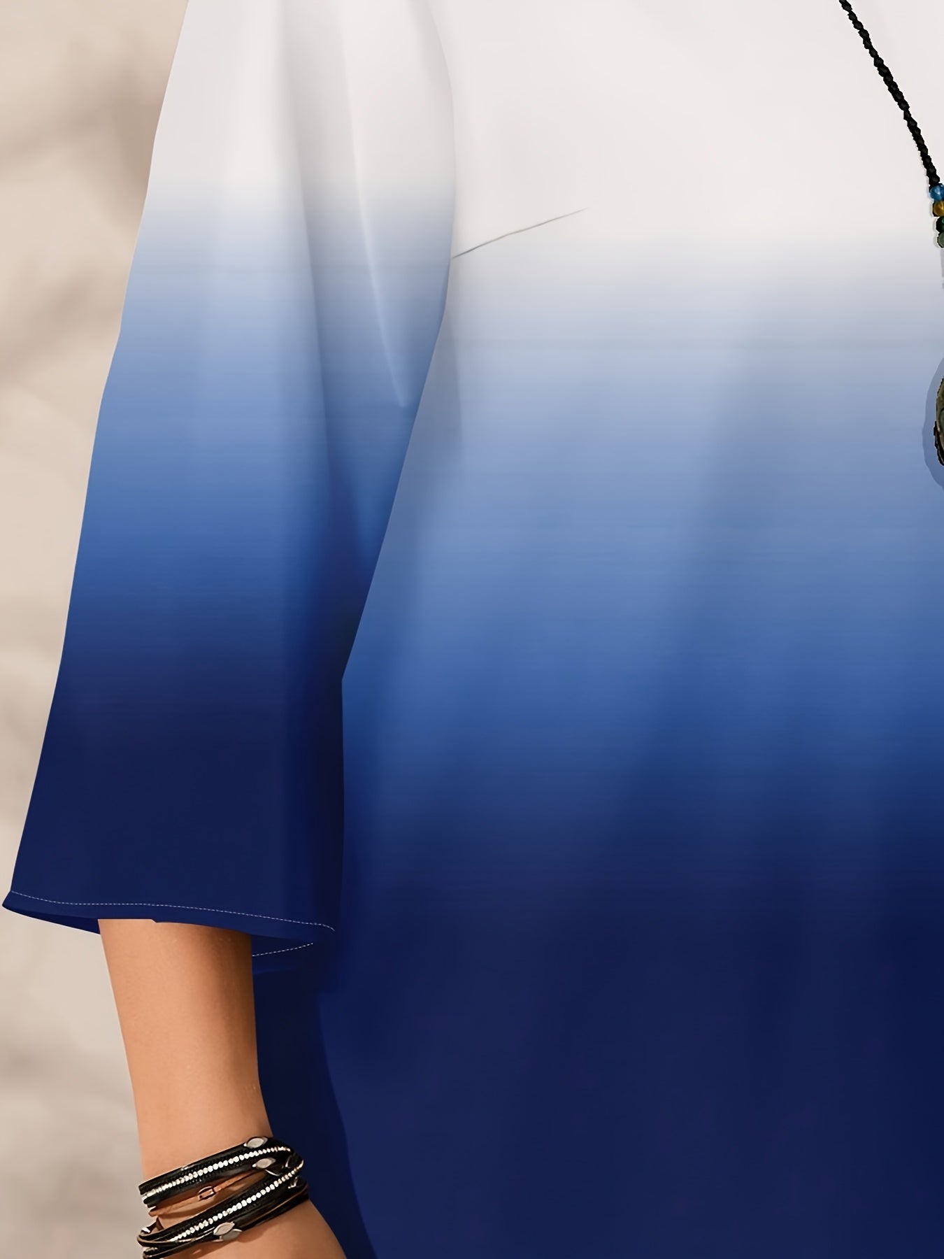 Plus Size Women's Gradient Shirt Polyester Mid-Length Casual Wear