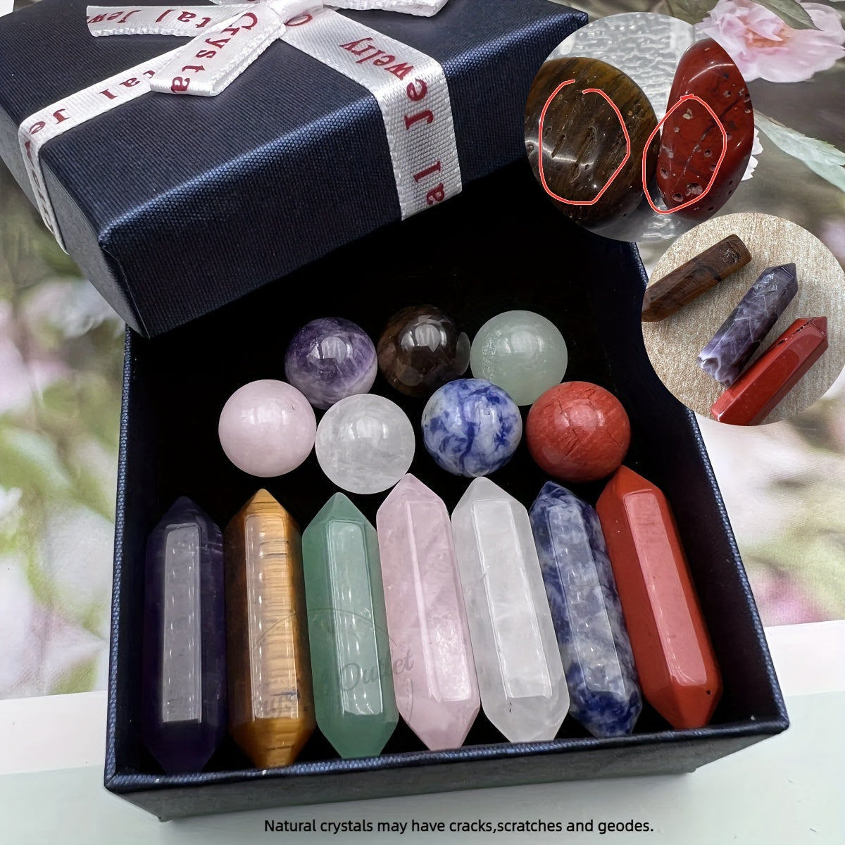 14-Donali Tabiiy Kvarts Minerali To'plami Dekoratsiya va Rojdestvo Sovg'a G'oyalari bilan