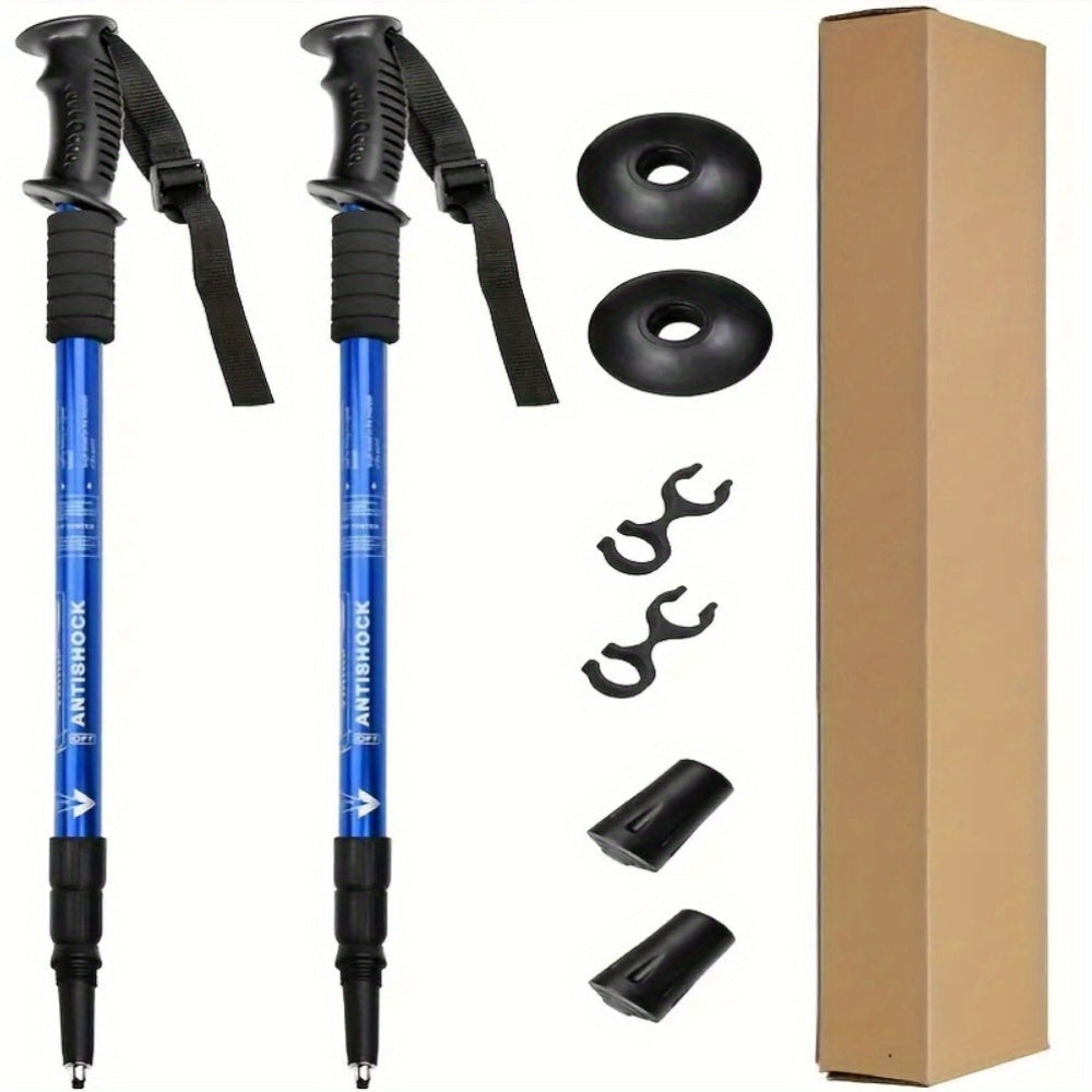 Set of 2 Aluminum Trekking Poles Adjustable Lightweight Hiking Sticks with Lock