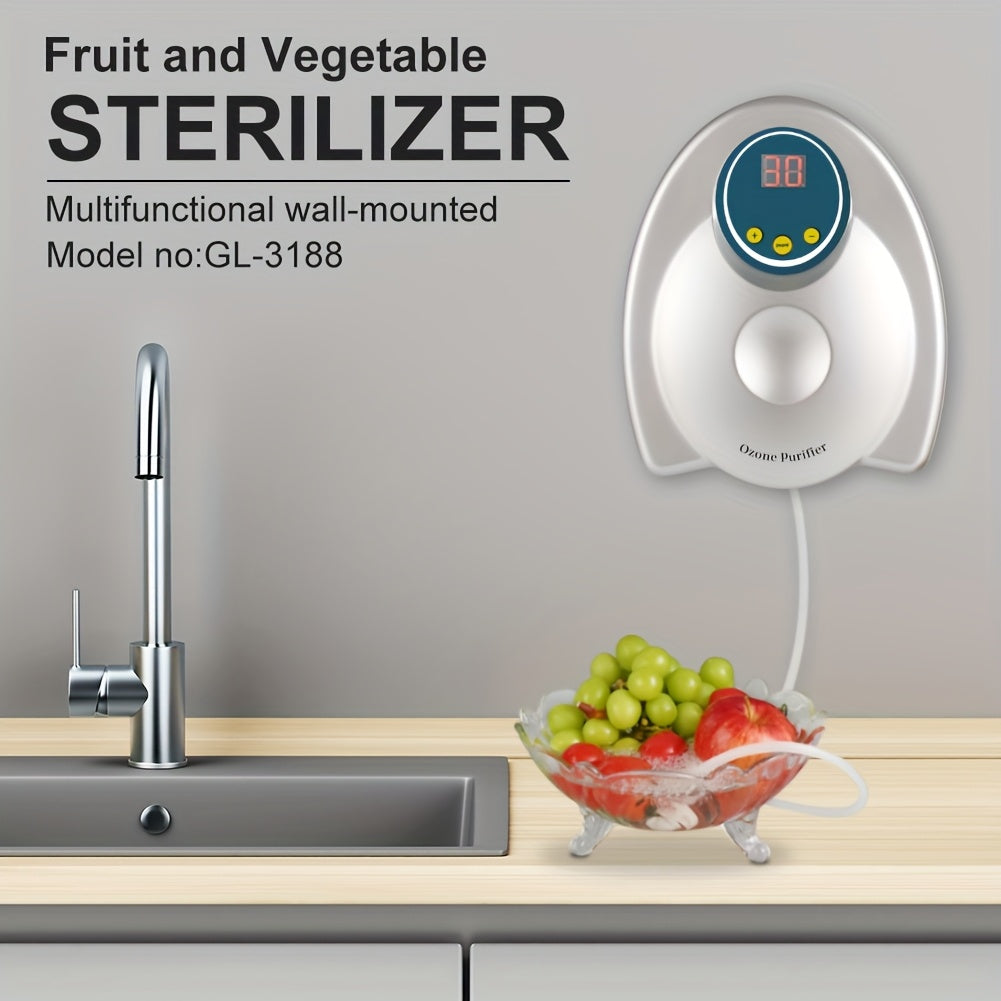 GL-3188 Ko'p funktsiyali meva va sabzavotlarni sterilizator Ozon texnologiyasi bilan - devorga o'rnatiladigan, 220-240V, ABS material, Oq va Ko'k dizayn