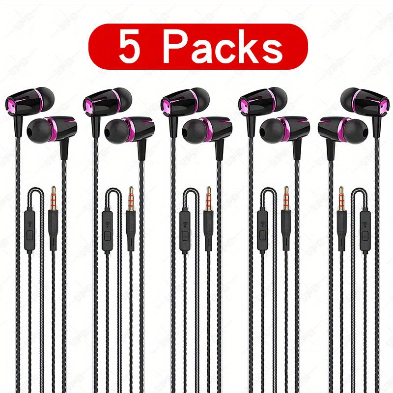 6-Pack Wired In-Ear Headphones with Microphone Noise Reduction Tangle-Free Stereo Sound