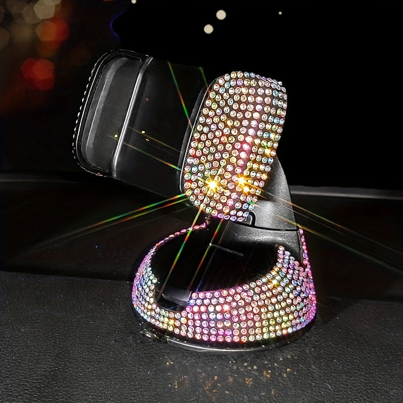Soporte de teléfono para coche con cristales de lujo y soporte de succión giratorio para tablero y rejilla de ventilación