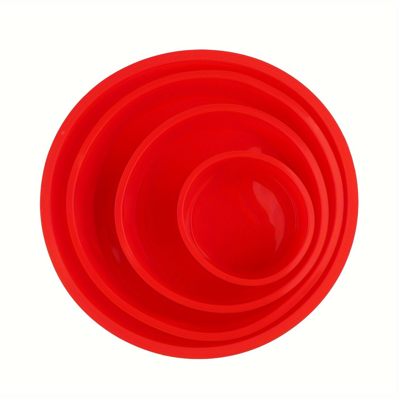 Set of 4 Red Silicone Cake Molds 10-25cm Non-Stick Baking Pans for Cakes