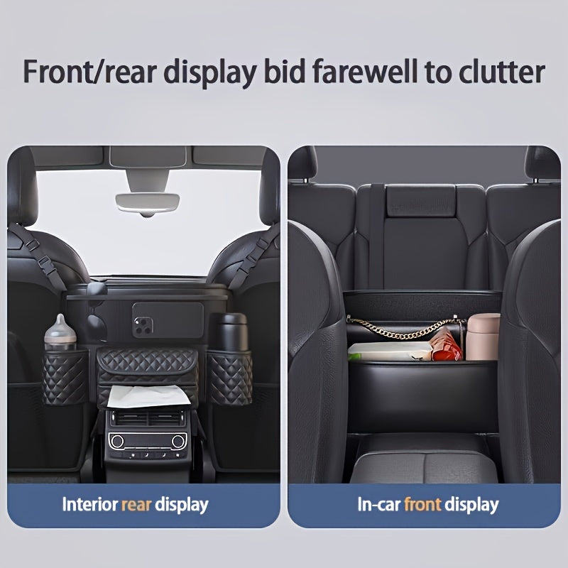 Multi-Functional Car Seat Organizer Black Storage Bag Tissue Box Cup Slot