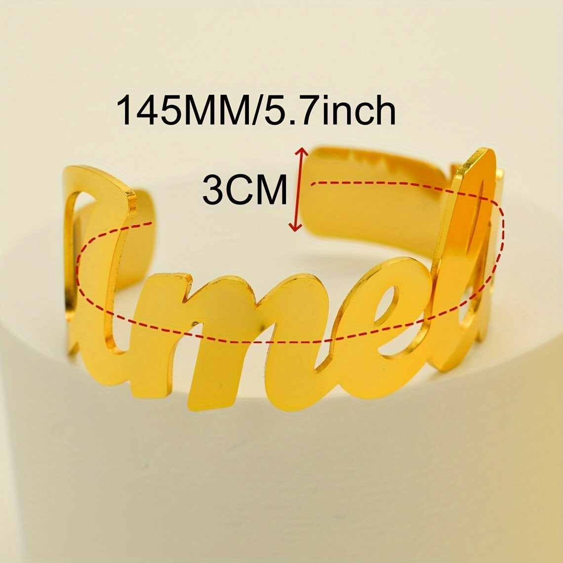 Ayollar yoki erkaklar uchun sozlanadigan zanglamaydigan po'latdan yasalgan nomli yozilgan bilaguzuk