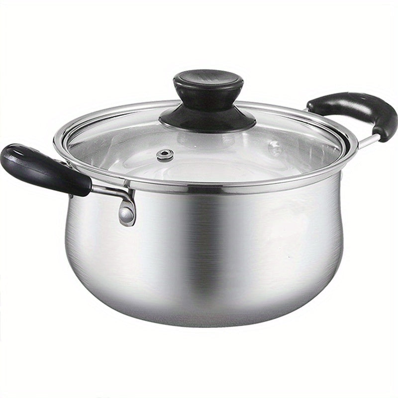304 Stainless Steel Soup Pot with Thickened Bottom for Induction Cooking