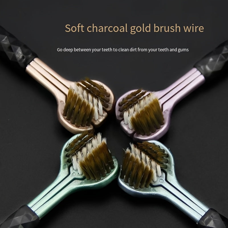 6-Pack Triangular 3D Manual Toothbrushes for Adults with Soft Nylon Bristles