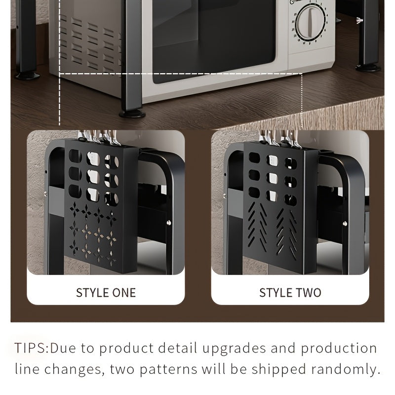 2 Tier Expandable Microwave Oven Rack with Hooks Pot Lid Support Spice Jar Organizer